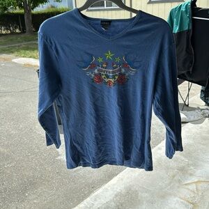 woman long harley ahirt